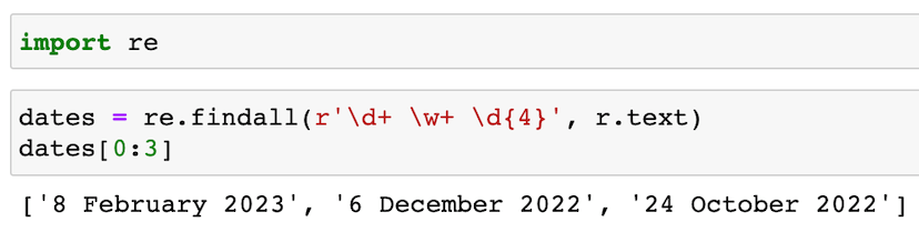 Regex code to extract the dates